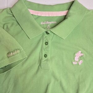 WALT DISNEY WORLD Women's 1X Green Mickey Mouse Polo Shirt‎ -698